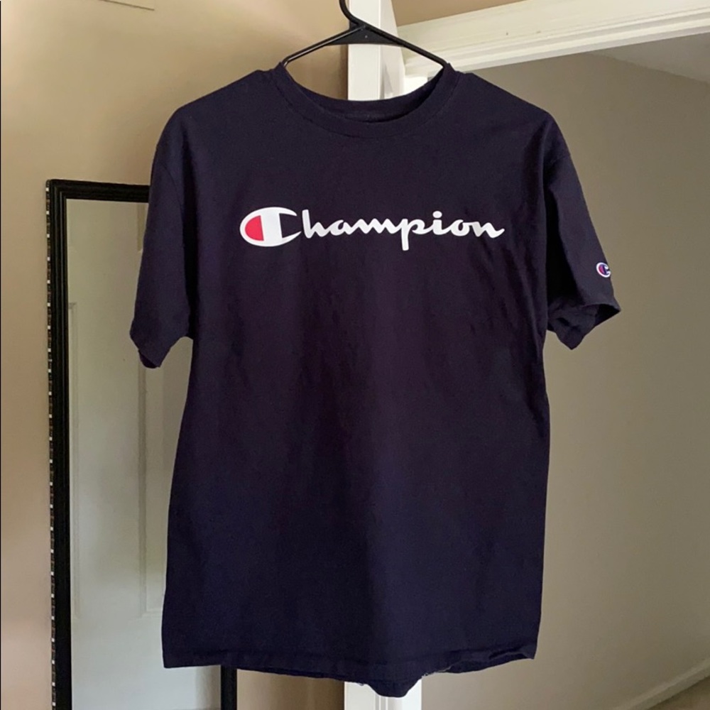 Navy Champion Script Tee